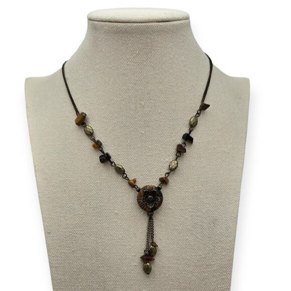 Bronze Floral Pendant Necklace – Boho Witchy Dark Academia – Vintage Revival - Picture 3 of 8